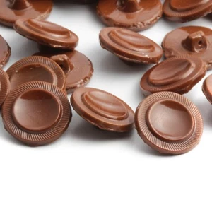 Lot (24) Vintage 1930's Czech brown spiral edge unfinished glass buttons 18mm - Picture 1 of 3