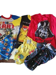 Chidrens Pajama Lot Pokeman, Darth Vader, And Mario All Size 6/7 - Picture 1 of 10