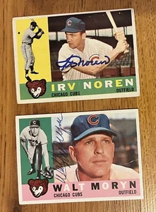 Tarjetas firmadas 1960 Topps Irv Noren y Walt Moryn Chicago Cubs MLB - Imagen 1 de 7