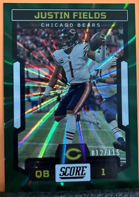 2023 Score Football JUSTIN FIELDS Green Spoke Parallel Card #'d /115 BEARS - Image 1 of 4