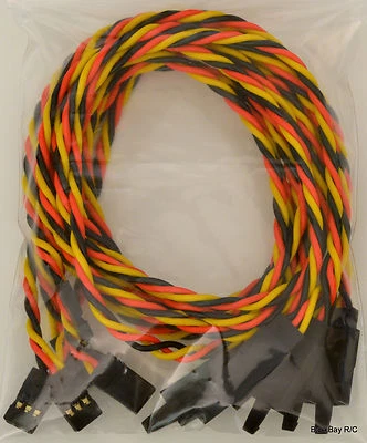 (5) 60CM Twisted 22awg Servo Extension Leads JR / Hitec w/ Built In Safety Clips - Image 1 of 4