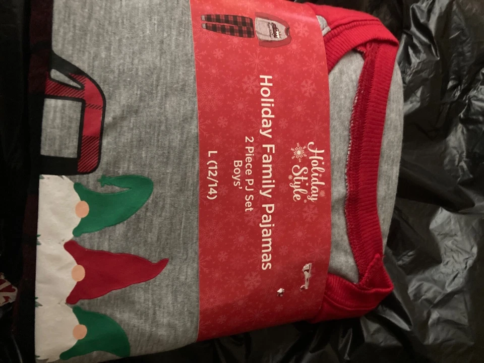 Estilo navideño ~ Niños grandes (12/14) ~ Buffalo Plaid & Gnomos ~ 2 piezas Juego de pijama Foto 1 de 1