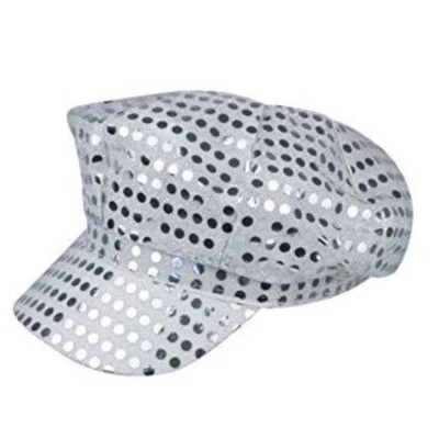 Paillettes Argento 1970'S Disco Cappello Nubilato Sabato Notte Fever 60's Fancy - Immagine 1 di 3