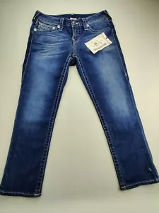 True Religion Capri Wmn's 27x24" Blue Wash Denim Stretch Jeans "New" - Picture 1 of 11