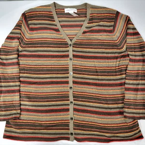 Jones New York Women's Vintage Brown Striped Sweater Cardigan NEW Size 3X $109 - Picture 1 of 7