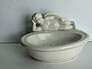 Vintage 1995 Tinda USA Ceramic Cherub Trinket Soap Dish Vanity Angels - Picture 1 of 9