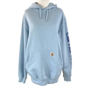 Carhartt Men Loose Fit Midweight Logo Sleeve Blue Graphic Hoodie Sz S - Picture 1 of 4