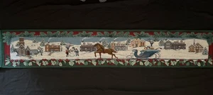 Tapestry Christmas Holiday Table Runner  W/Fringe Classic Snow Scenes78.75”x13” - Picture 1 of 8