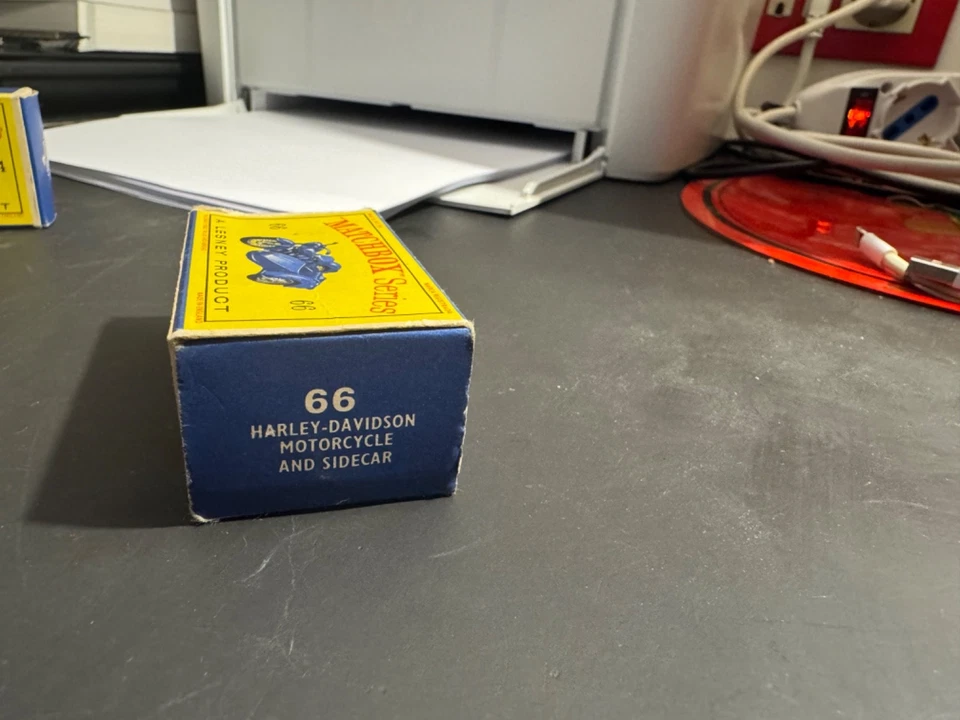 MATCHBOX LESNEY 1-75 N:66 HARLEY-DAVIDSON MOTORCICLE W/SIDECAR IN ORIGINAL BOX - Immagine 1 di 4