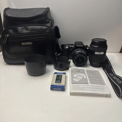 Paquete de cámara réflex digital Olympus E-500 lente de 14-45 y 40-150 mm, bolsa, control remoto - sin batería Foto 1 de 4