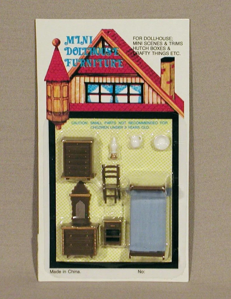 Mini Dollhouse Furniture 8 Piece Bedroom Set (approx. 1:42) - Image 1 of 1