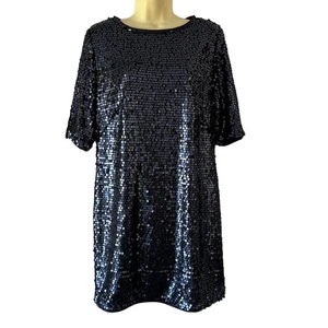 Rachel Rachel Roy Dark Navy Blue Spangled Sequin Dress Size 8 Holiday Party - Picture 1 of 10