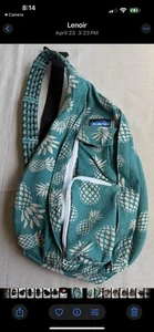 KAVU Pineapple Rope Bag Cotton Crossbody Sling Purse Rucksack Teal Blue - Bild 1 von 4