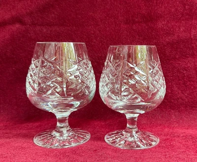 Pair of Large Heavy Edinburgh Crystal Brandy Glasses Highland Pattern - Image 1 of 4