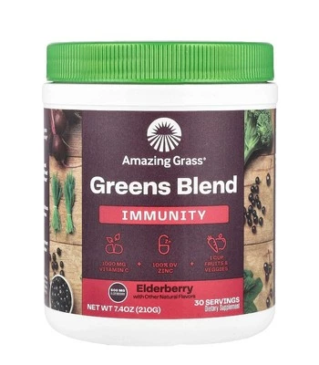 NUEVA INCREÍBLE HIERBA Mezcla de Verdes, Inmunidad Saúco, 7.4 OZ (210 G) 30 PORCIONES Foto 1 de 4