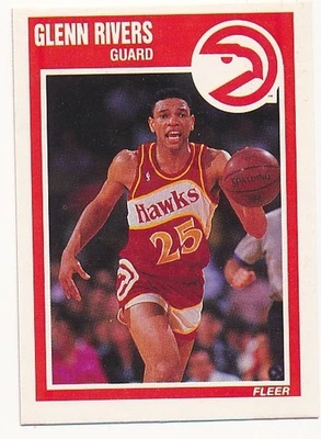 GLENN RIVERS 1989 FLEER z#5 ATLANTA HAWKS BASKETBALL MINT - Image 1 of 2