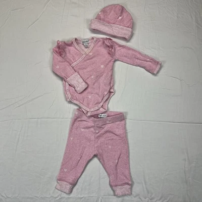 Splendid Baby Girl 0-3Months Pink Heart Stripped 3 Piece - Image 1 of 4
