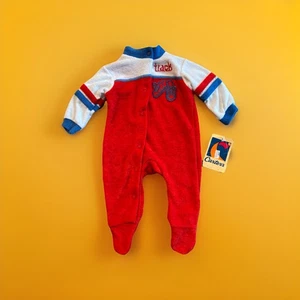 VTG Carters Snap One Piece Footie Track 70s Size Small Up To 11 Lbs - Picture 1 of 13