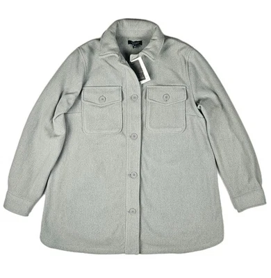 New Look Women’s Maternity Shacket Button Up Size 10 Gray Recycled Polyester NWT - Image 1 of 4