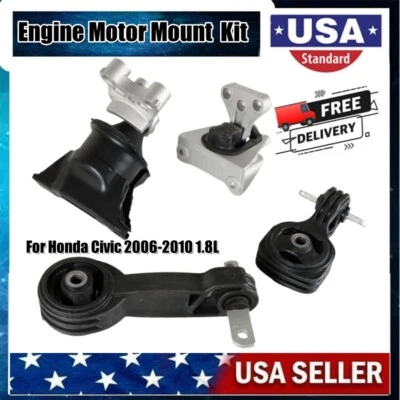 Engine Motor Transmission Mount Set of 4 Fits For Honda Civic 2006-2010 1.8L L4 Foto 1 de 4