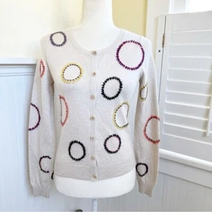 Boden WK705 Cream Circle Embroidered Cardigan Sweater Women’s Size 2 - Picture 1 of 4