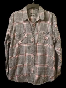 Distortion Flanellhemd Herren Large grau rot kariert langarm Outdoorsman - Bild 1 von 5
