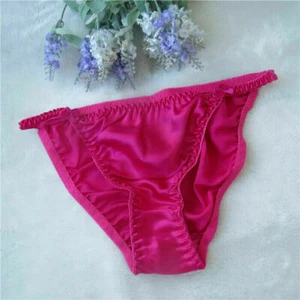 Womens 100% Silk Bow Deco Cute Bikinis T-pants Thongs G-string Underwear M L XL - Picture 1 of 37