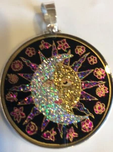 $72 Sun Moon Yin Yang Necklace 1.5/8" Tourmaline Gemstone Pendant Pendulum #Gift - Picture 1 of 12