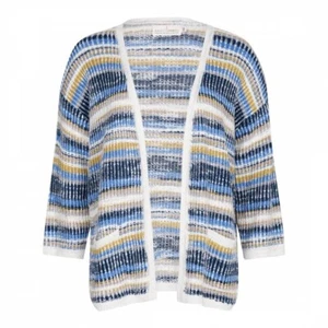 SEASALT SIZE 16 OVERSIZED 'ROSEBAY' STRIPED OPEN FRONT EDGE TO EDGE CARDIGAN - Picture 1 of 16