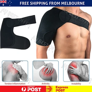 Adjustable Shoulder Support Brace Compression Strap Heat Patch Sports AU - Picture 1 of 9