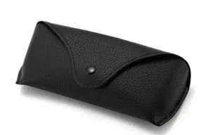 BLACK SOFT FLAP & PRESS STUD FASTENING PU LEATHER GLASSES SUNGLASSES CASE - Picture 1 of 6