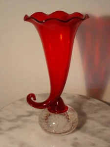 Antique Pairpoint Ruby Vase Applied Crystal Bubble Ball Connector - Picture 1 of 2