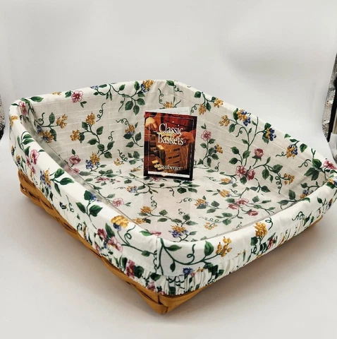 Longaberger 2000 Tapered Paper Tray Med. Bin Basket+Liner+Protector HOME OFFICE Cover
