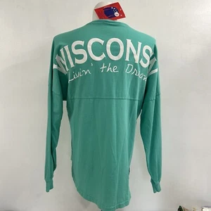 Spirit Wisconsin Adult Size Large Living The Dream Longsleeve Jersey Teal Shirt - Picture 1 of 9
