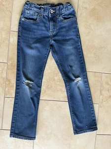 Old Navy Girls Youth Size 6R  Slim Etroit Blue Jeans Distressed Holes Adjustable - Picture 1 of 5