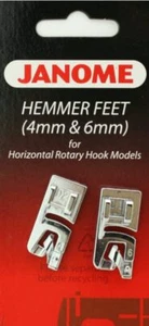 Janome 2 Pc. Hemmer Foot Set (4mm & 6mm) Snap-On Feet #200326001 - Picture 1 of 2
