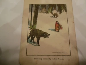 1918 Grimms Tale for Children LITTLE SNOWDROP / SNOWDROP WONDERING THE WOODS - Picture 1 of 2
