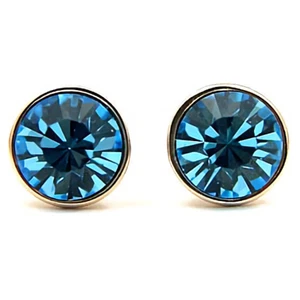 ~TOPAZ BLUE~ Stud Earrings with Genuine Swarovski Crystals - Picture 1 of 2