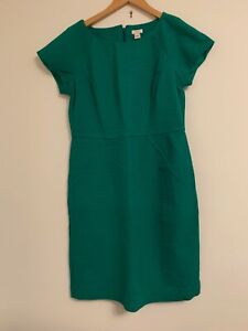 J.Crew Factory Short-Sleeve Green Cotton Sheath Dress Size 12 NWT