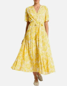 Gorgeous "DAVID LAWRENCE" Cilia Yellow Printed Dress Size 10 - Picture 1 of 9
