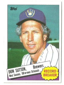 DON SUTTON MILWAUKEE BREWERS RECORD BREAKER #10 - TOPPS NM-MT 1985 - Picture 1 of 2