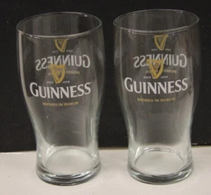 NEW! Set of 2 GUINNESS 20 Oz Beer Pint Glasses Ireland Harp Dublin Ireland - Photo 1 sur 2