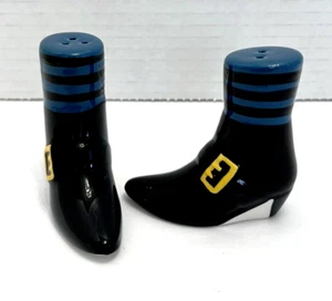 Salt & Pepper Shakers Witch Shoes Boots Black Small Mini Halloween With Stoppers - Picture 1 of 19