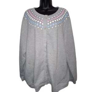 Blair Jacket Size 2XL Vintage Gray Button Down Casual Hearts Grannycore 80s - Picture 1 of 11