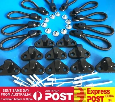 Bungee Loops 10 Pack Bunji Tonneau Ute Marine 5 sizes - TOOL INCLUDED w/- Hooks - image 1 of 4