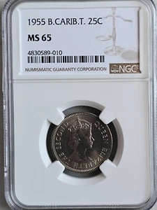 British Caribbean Territories 25 Cent 1955 NGC MS 65 - Picture 1 of 2