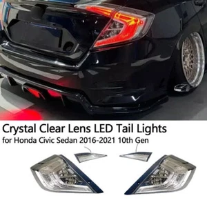 For Honda Civic Sedan 2016-2021 10th Gen Crystal Clear Lens LED Tail Lights fits - Foto 1 di 15