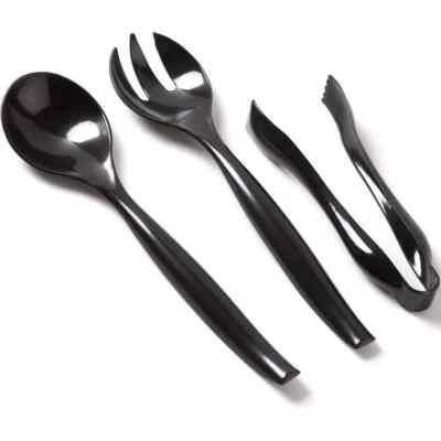 9-18 PC Disposable Serving Utensil Plastic Serving Spoons 10" Forks 10" Tongs 6" - Image 1 of 4