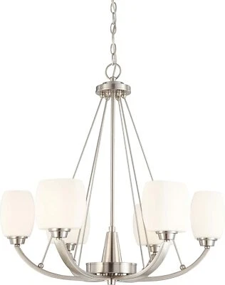 Nuvo Lighting 60/4186 Helium 6 Light Chandelier with Satin White Glass - Image 1 of 3