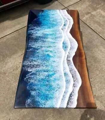 Ocean Epoxy Resin Table | Handmade Epoxy Dining Table | River Table Top - Image 1 of 4